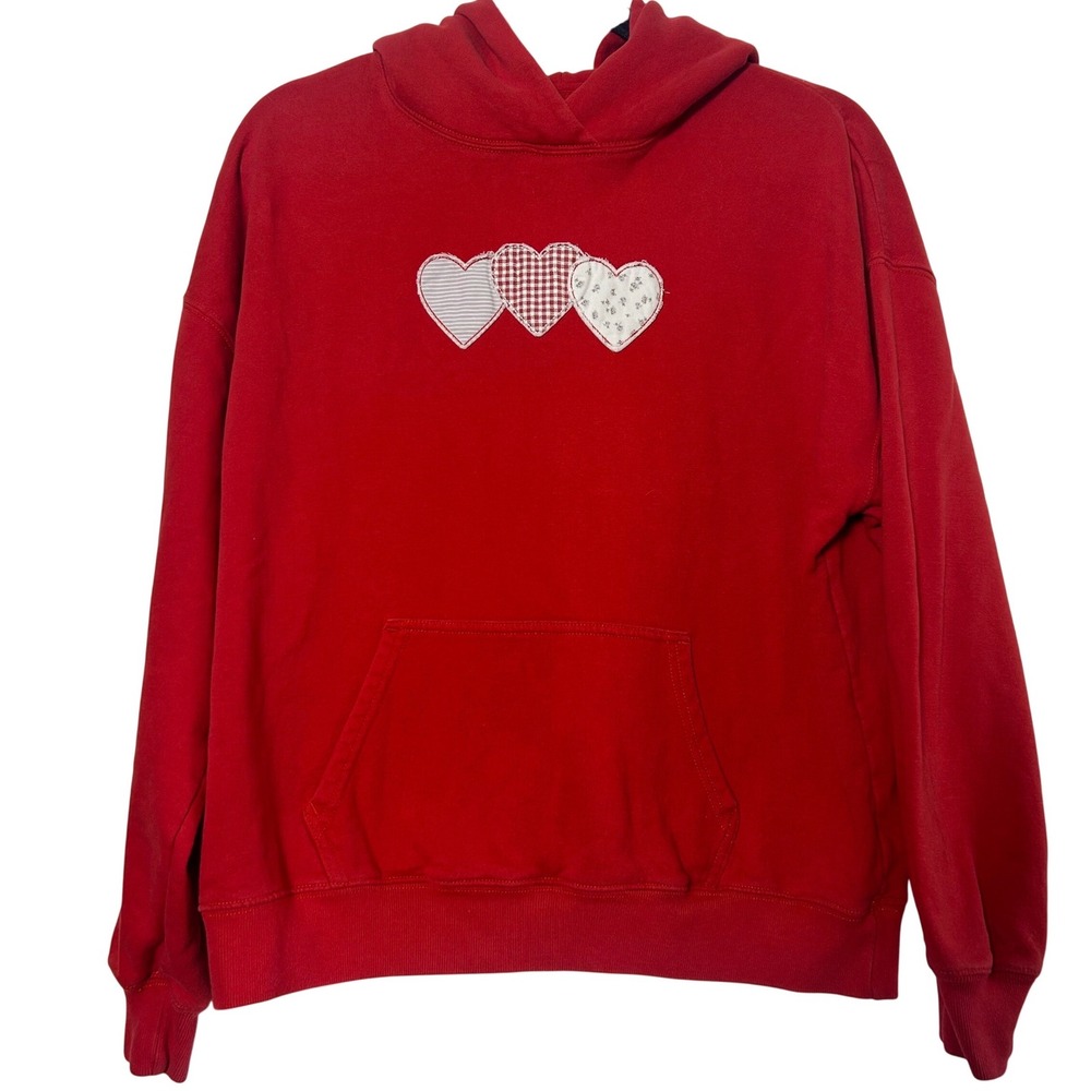 quilt embroidered hearts ~ hollister valentines day hoodie - Picture 2 of 7